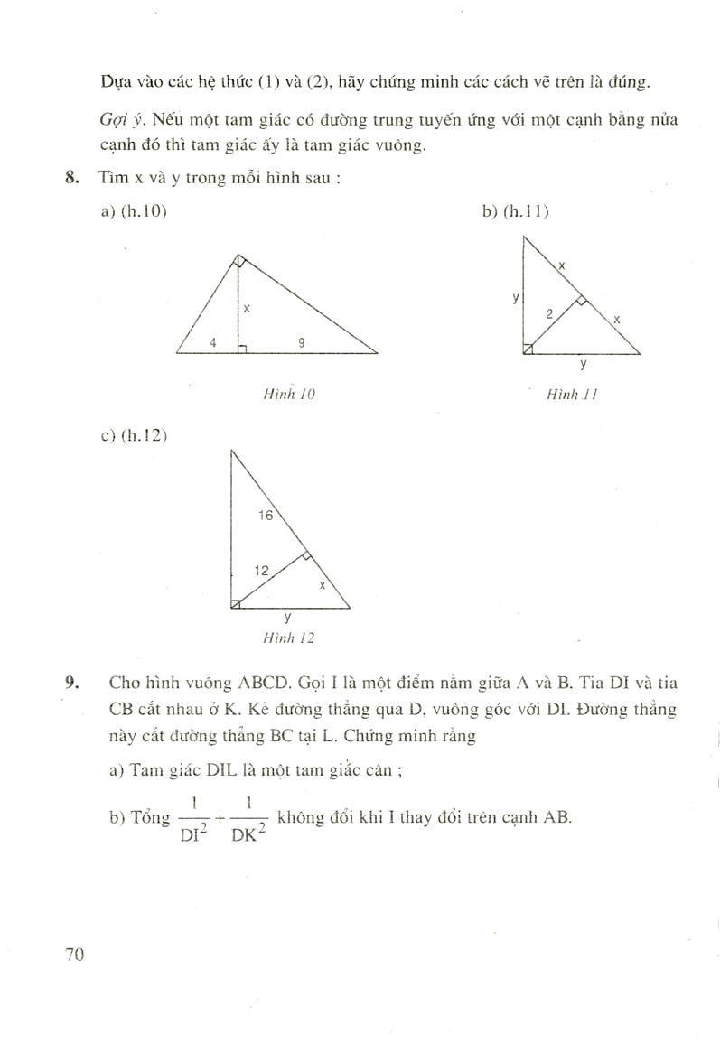 Một số hệ thức về cạnh và đường cao trong tam giác vuông
